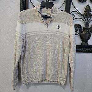 U.S. Polo Assn. Boys Cream Zip-Up Sweater